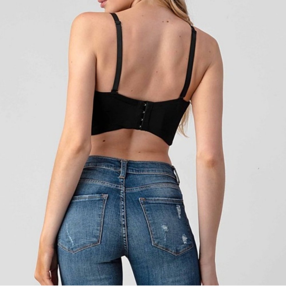 Host Pick The Callie Denim Blue Quilted VEGAN Leather Bustier Top LAST ONE LG😘 - Picture 2 of 9